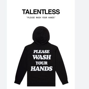 TALENTLESS Please Wash Your Hands Limited Edition Black Cotton Hoodie